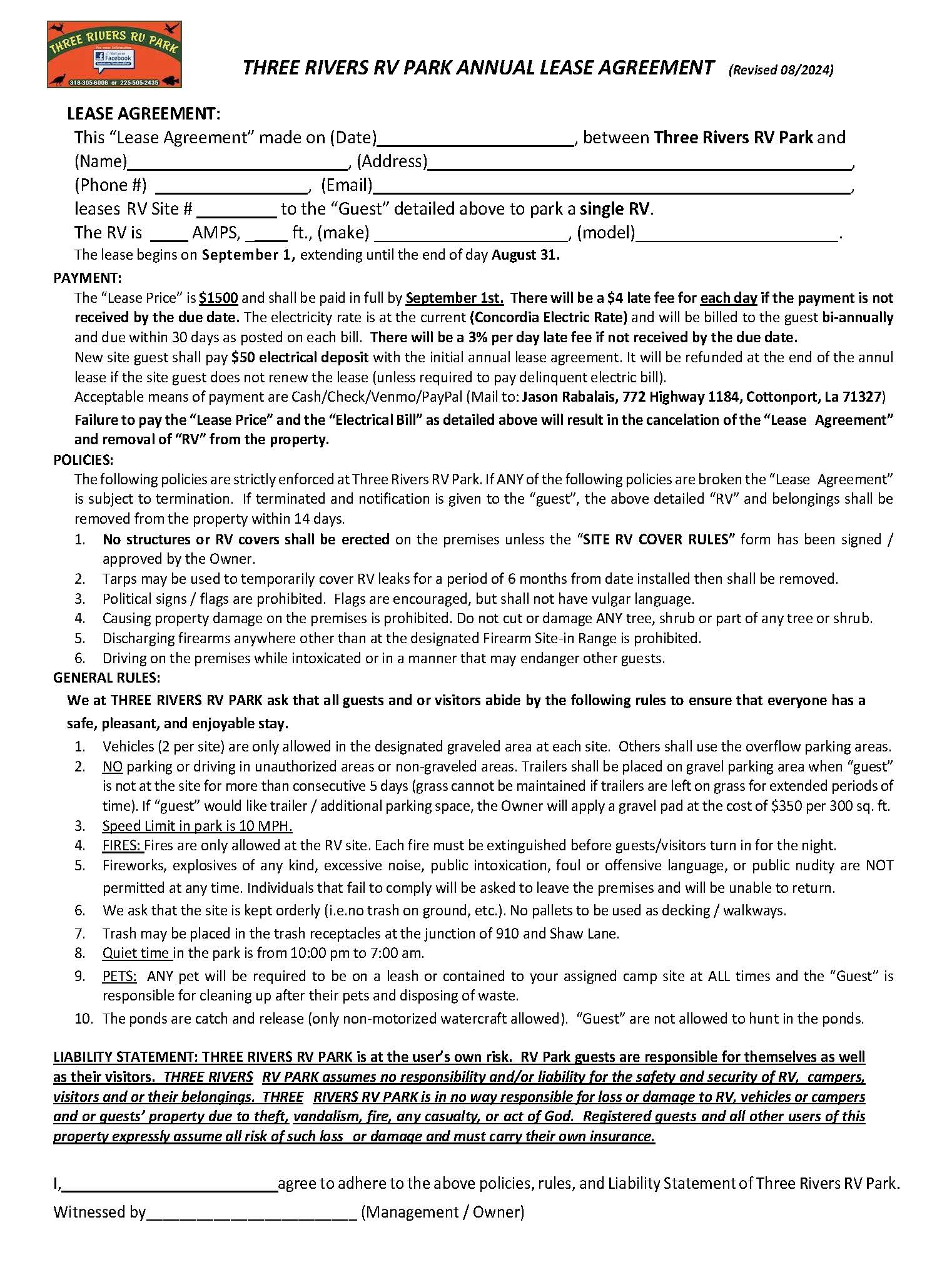 Annual Lease Agreement