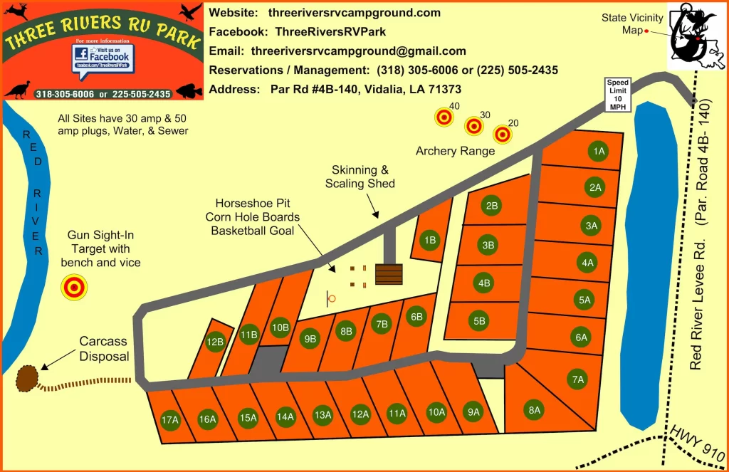 Site Map Three Rivers RV Campground